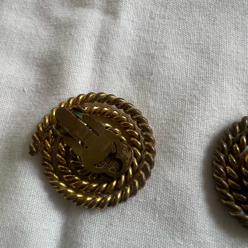 RARE-Vintage Eduard Rambaud Gold Spiral Earrings - Picture 3 of 5